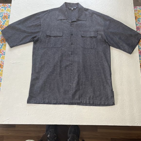 Michael Irvin 47 88 Playmaker Size 4XL Blue Short Sleeve Shirt Denim Linen - Picture 1 of 9
